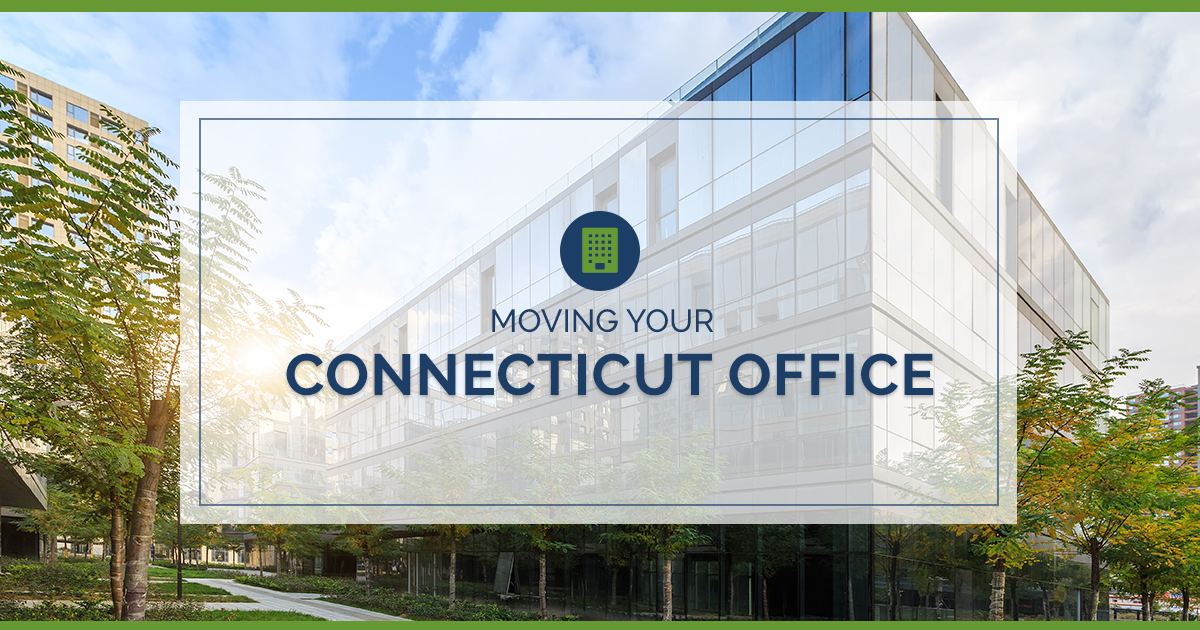 Moving Your Connecticut Office glass corporate office building with trees and blue skies